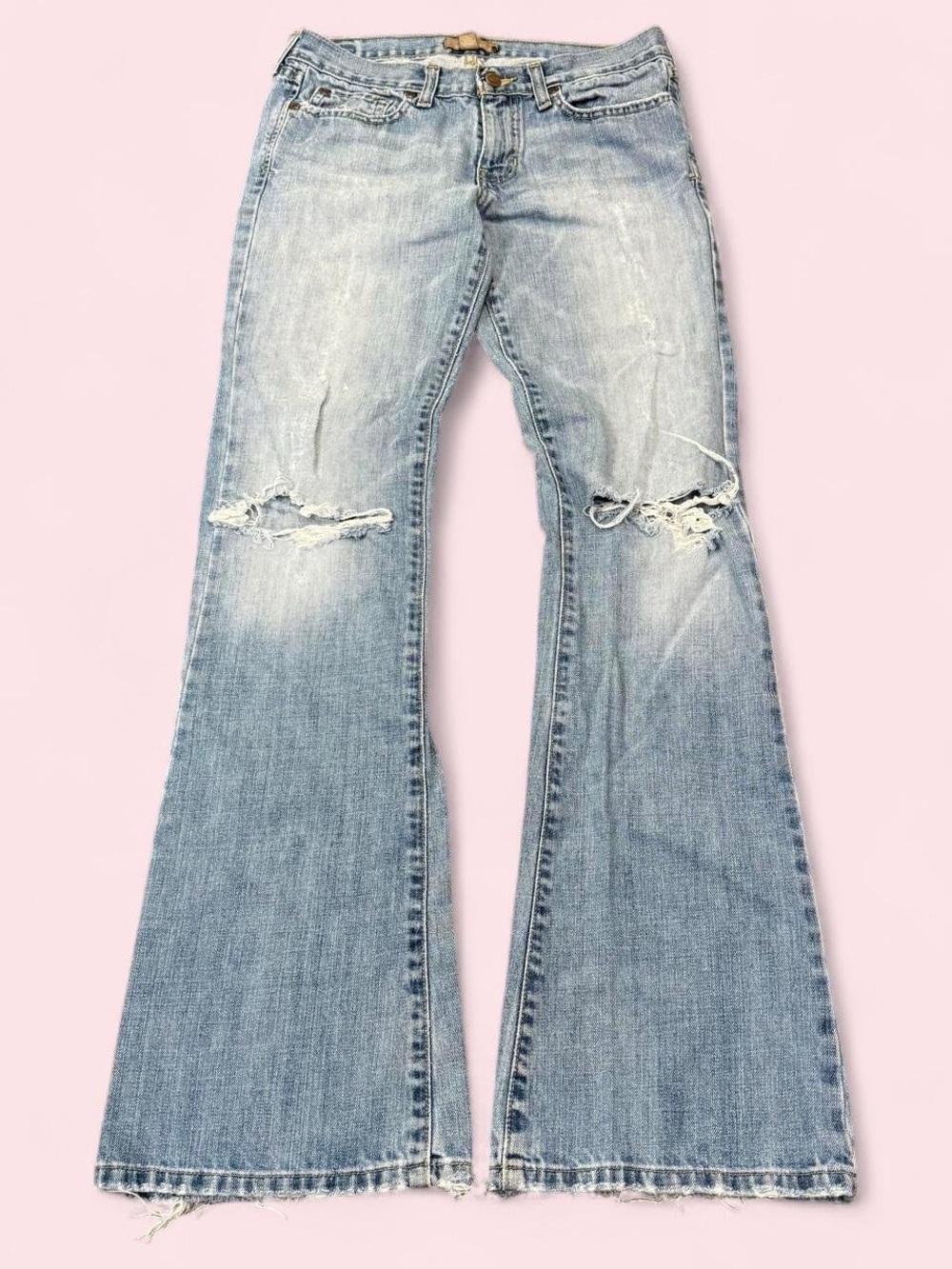 Abercrombie & Fitch Light Blue Distressed Flare Jeans